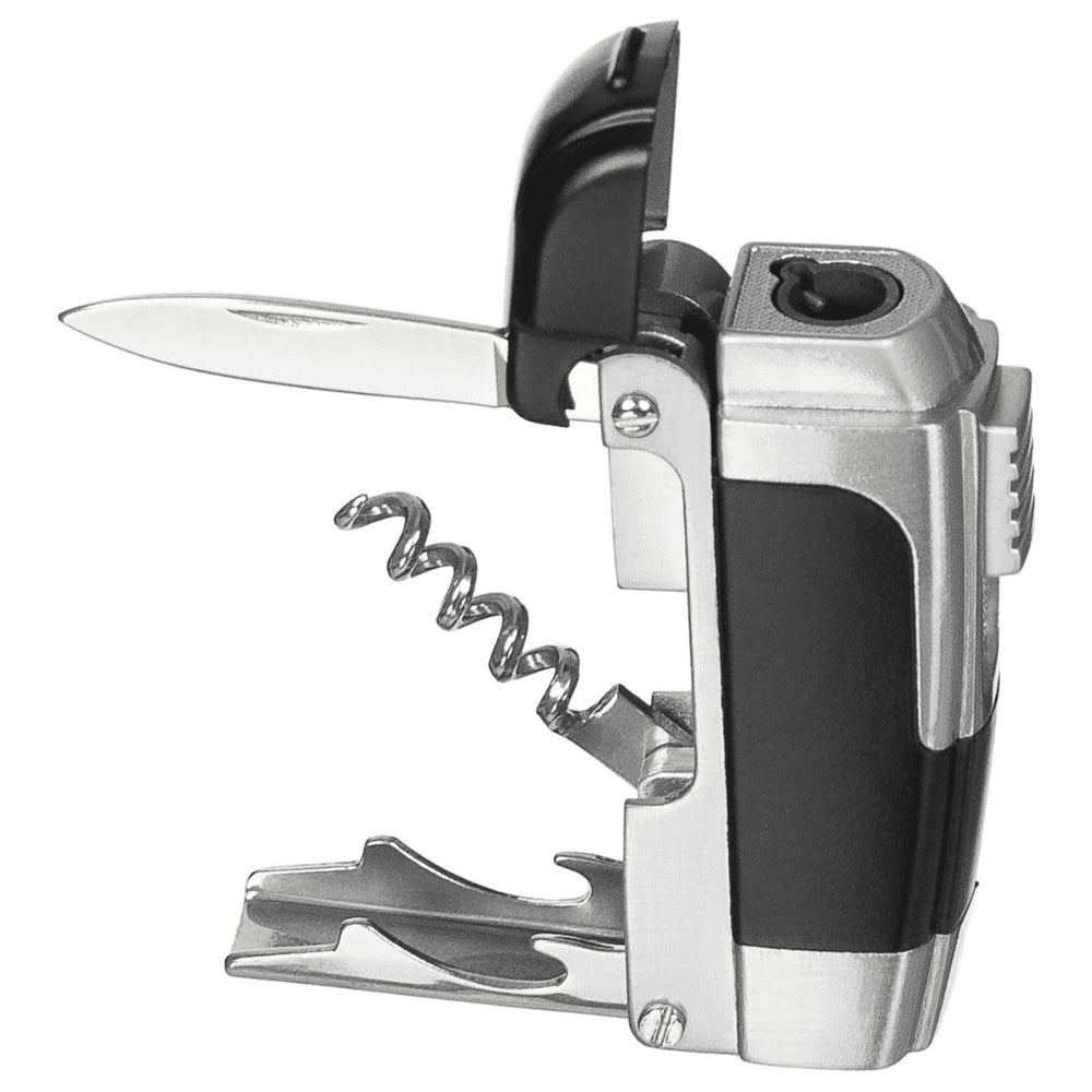 MFH Functional Gas Lighter Vindtät Outdoor Camping Multi Tool Ofylld Silver