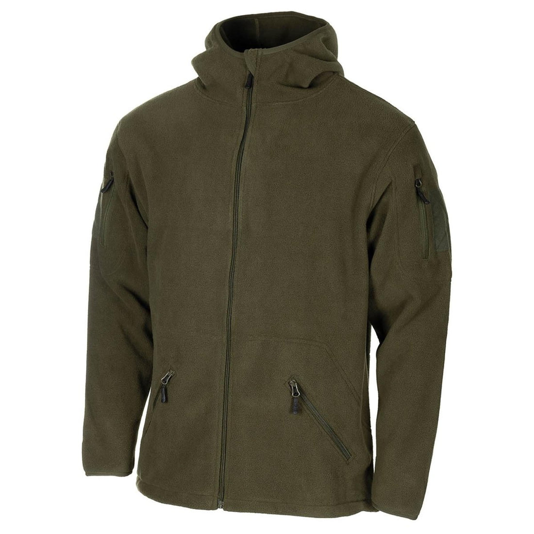 MFH Military Style Olive Hoodie Fleece Jacket taktisk armé full zip vandring ny
