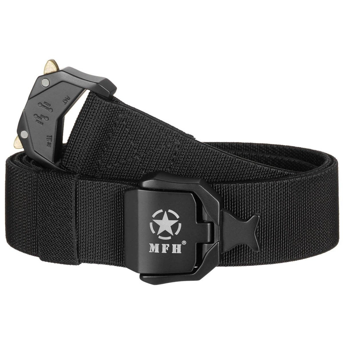 MFH Quick Release Tactical Web Belt Elastisk Justerbar Polypropen Svart