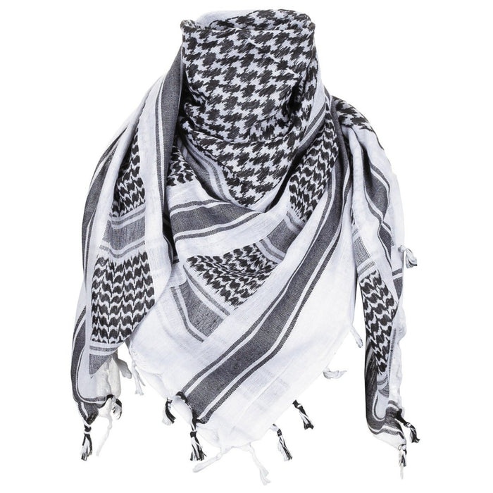 MFH Shemagh Scarf Classic Tactical Cotton Desert Wrap Svart Vit - GoMilitar