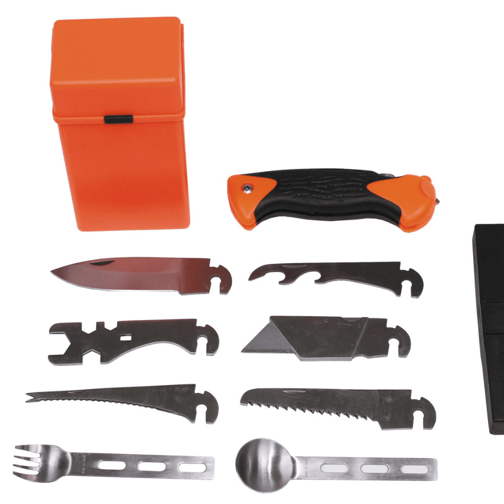 MFH Special 27 delar Survival Kit Verktygslåda Orange Camping Outdoor