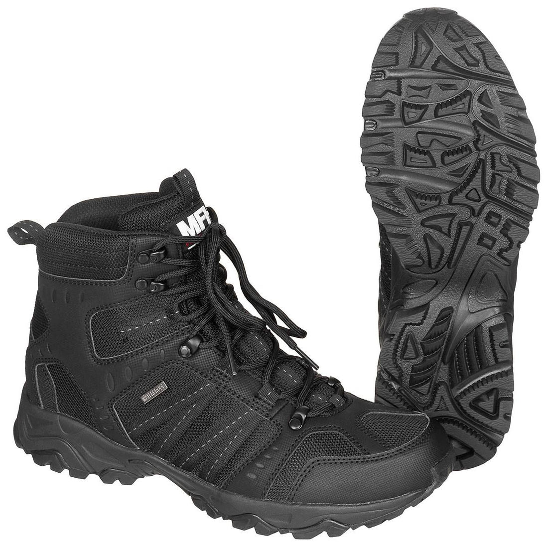 MFH Tactical Combat Boots Vattentät Andas Snabbtorkande HBR-membran Svart