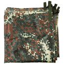 Folded MFH Extreme Tarpaulin waterproof shelter in German Flecktarn camouflage with fixed loops for versatile outdoor use