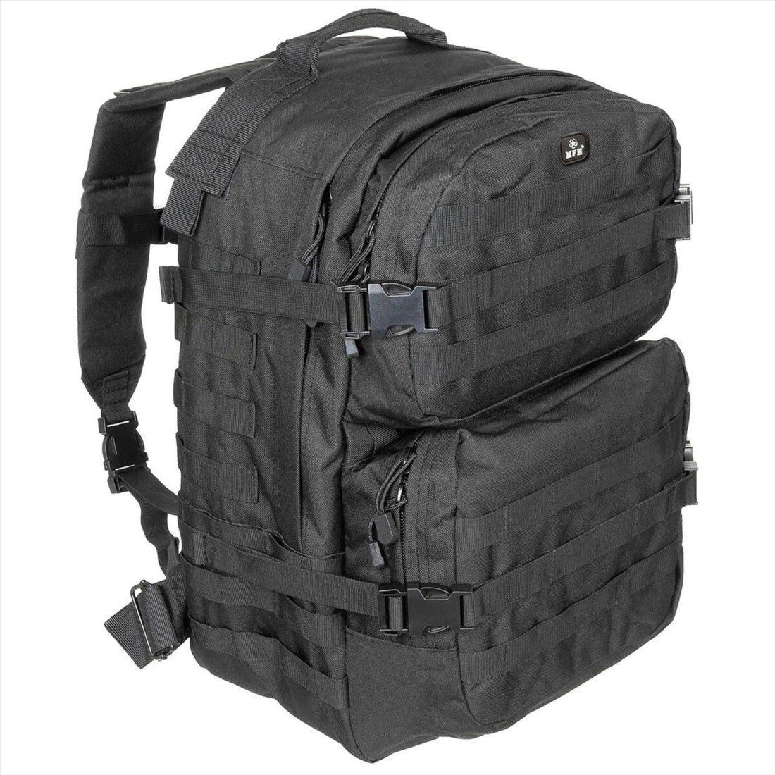 MFH US Assault II Tactical Ryggsäck 40L Ergonomiskt mollesystem Hydration Klar