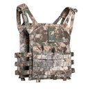 MIL-TEC Gen II camouflage plate carrier vest with MOLLE webbing, adjustable straps, and front magazine pouches.