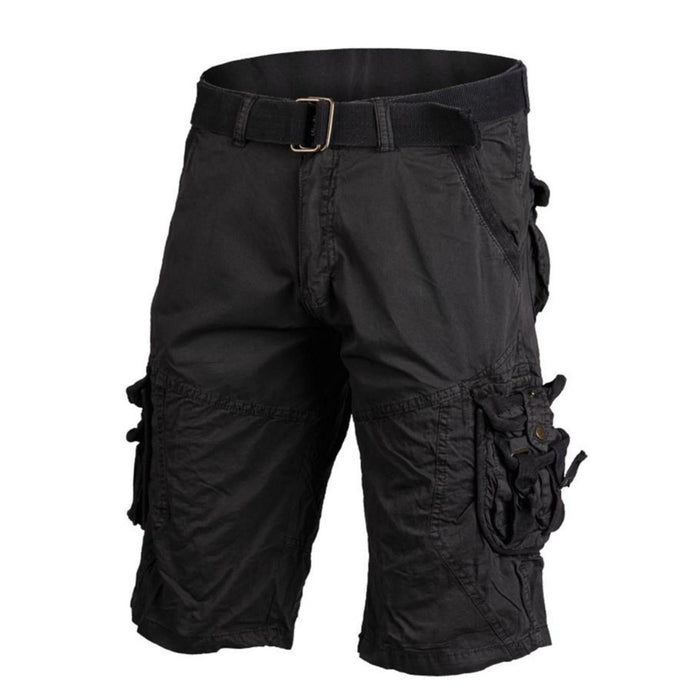 Svarta Mil-Tec Germany cargoshorts i militärstil med justerbar midja och flera säkra fickor, förtvättad vintagelook.