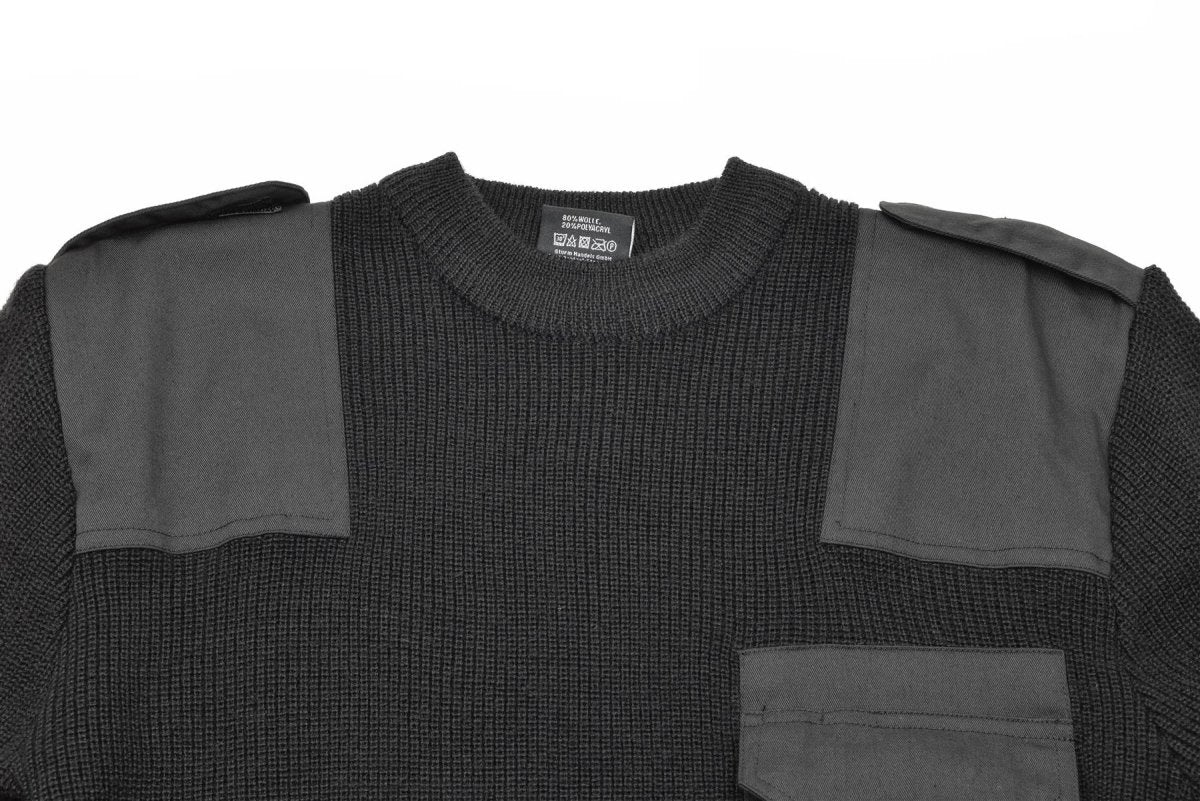 Mil-tec varumärke män tröja tyska pullover commando jumper svart tröja ull