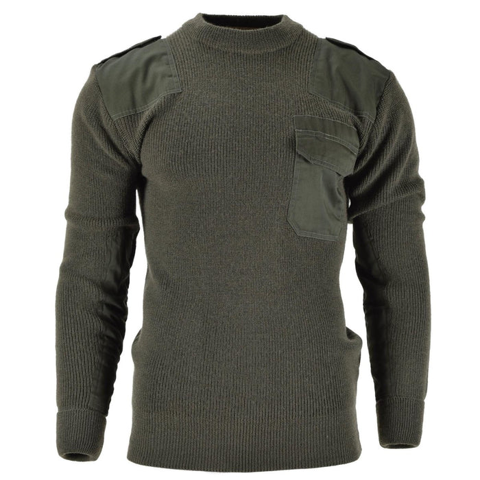Mil-Tec olivgrön kommandotröja i tysk Bundeswehr-stil med förstärkta axlar och bröstficka.