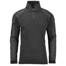 Mil-Tec black tactical combat shirt with padded shoulders and elbows, moisture-wicking and durable for intense missions.