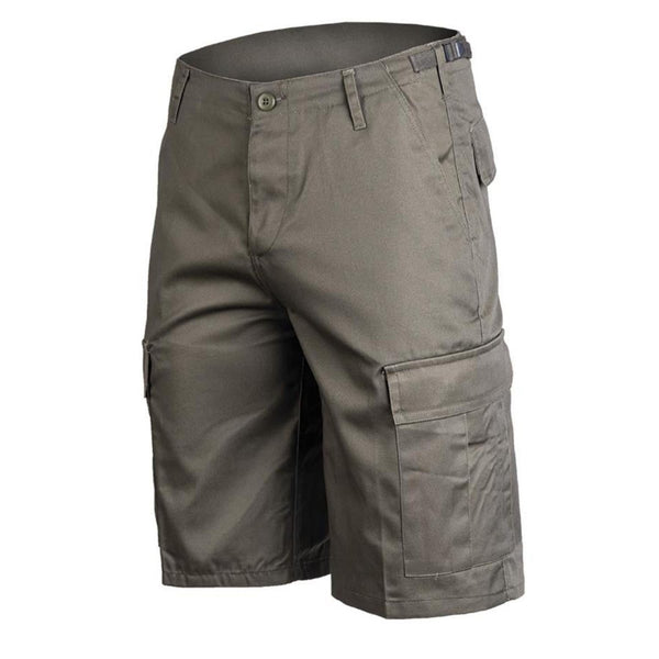 Mil-Tec olive drab military style cargo bermuda shorts with multiple pockets and adjustable waist for comfort and utility.