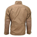 Back view of Mil-Tec military ripstop coyote brown jacket with padded elbows and adjustable cuffs.