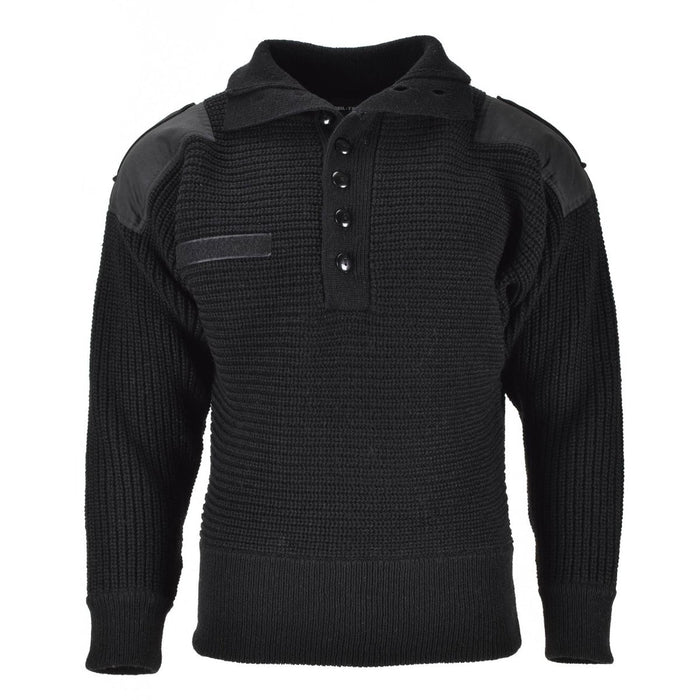 Mil - Tec Brand Sweater österrikisk arméstil alpin tröja stickad herr svart ull - GoMilitar