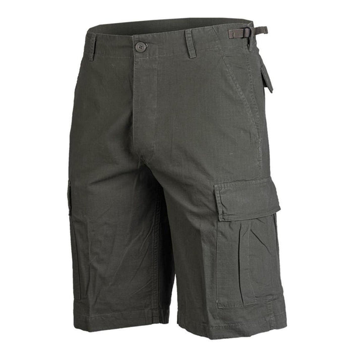 U.S. Army-stil olivfärgade förtvättade ripstop bermudashorts med cargofickor, lätt och hållbar design