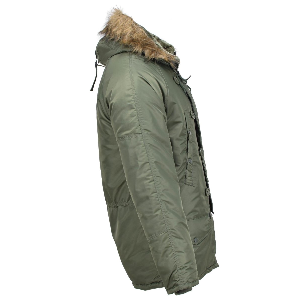 Mil-tec varumärke amerikansk militär stil flygare parka n3b faux päls huva oliv ny