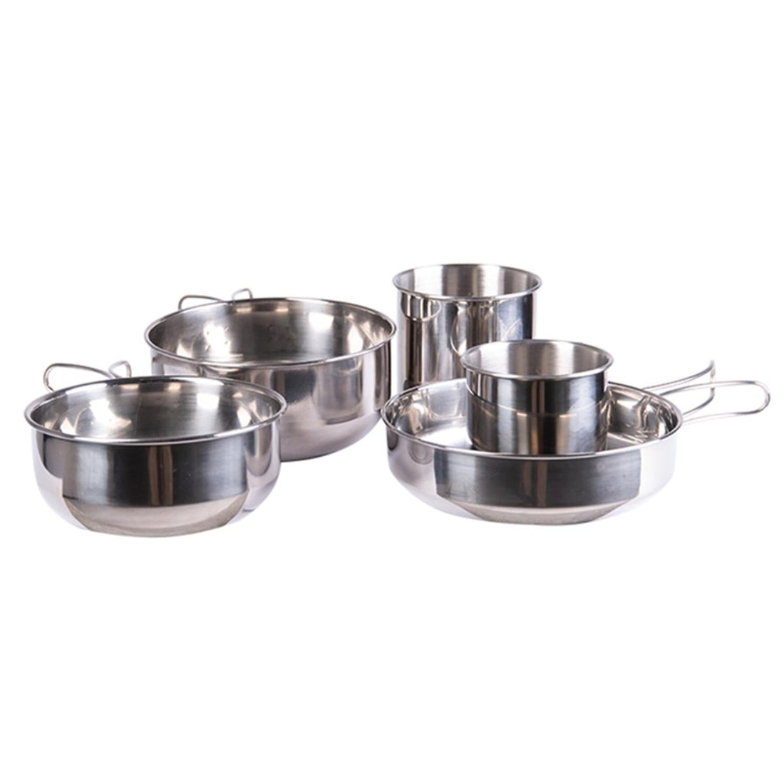 Mil-Tec Cooking Set rostfritt stål 5 stycken Köksredskap camping utomhusredskap