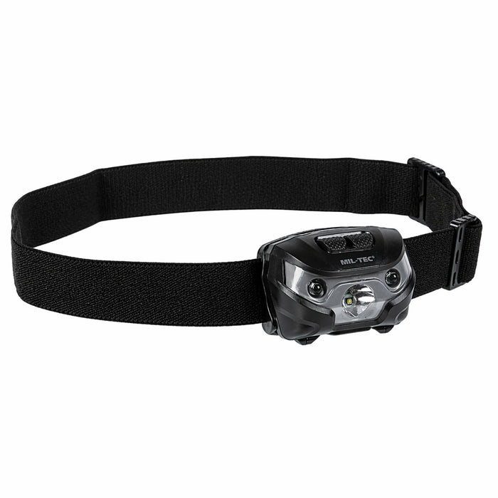 MIL - TEC CREE XPE LED Headlamp 200 Lumen Adjustable Head Torch Red Light Black - GoMilitar