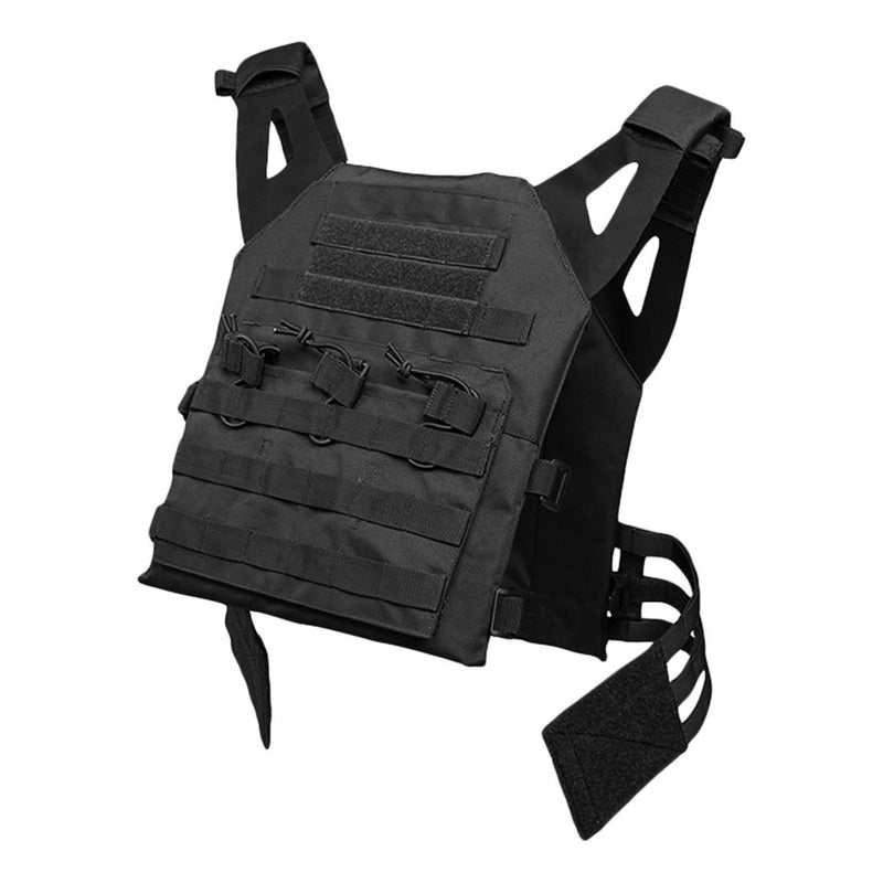 Black MIL-TEC GEN II tactical plate carrier vest with MOLLE webbing and adjustable straps for customizable fit and protection.