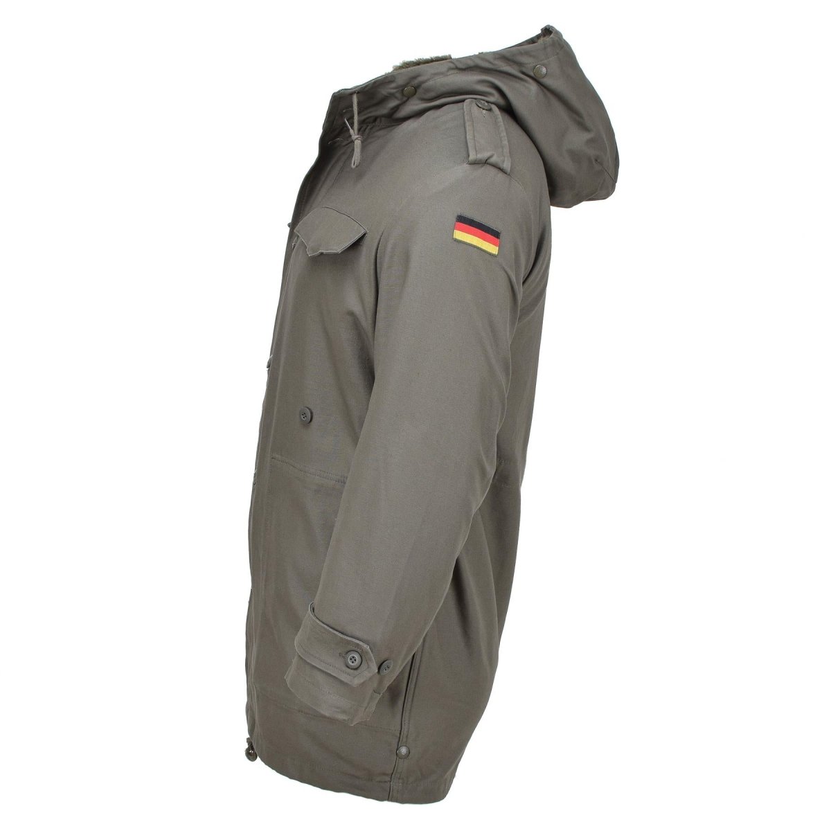 Mil-tec tysk militär stil parka faux päls foder huva storm klaff oliv ny