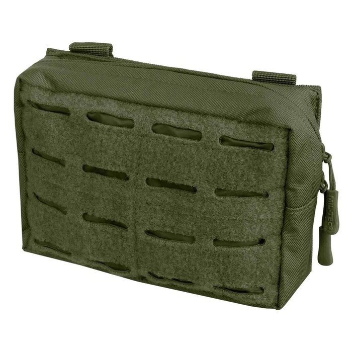 Olivgrön MIL-TEC laserskuren bältespåse med MOLLE-band för taktisk utrustning och småsaker.