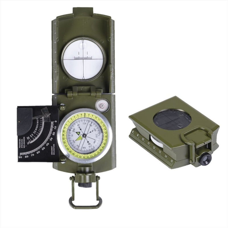 MIL-TEC Militär prismatisk kompass aluminium exakt navigeringsverktyg oliv