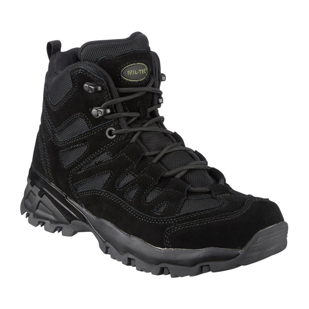Mil-Tec Squad Boots Mid Calf Round Sole Camping Outdoor Black Suede Footwear