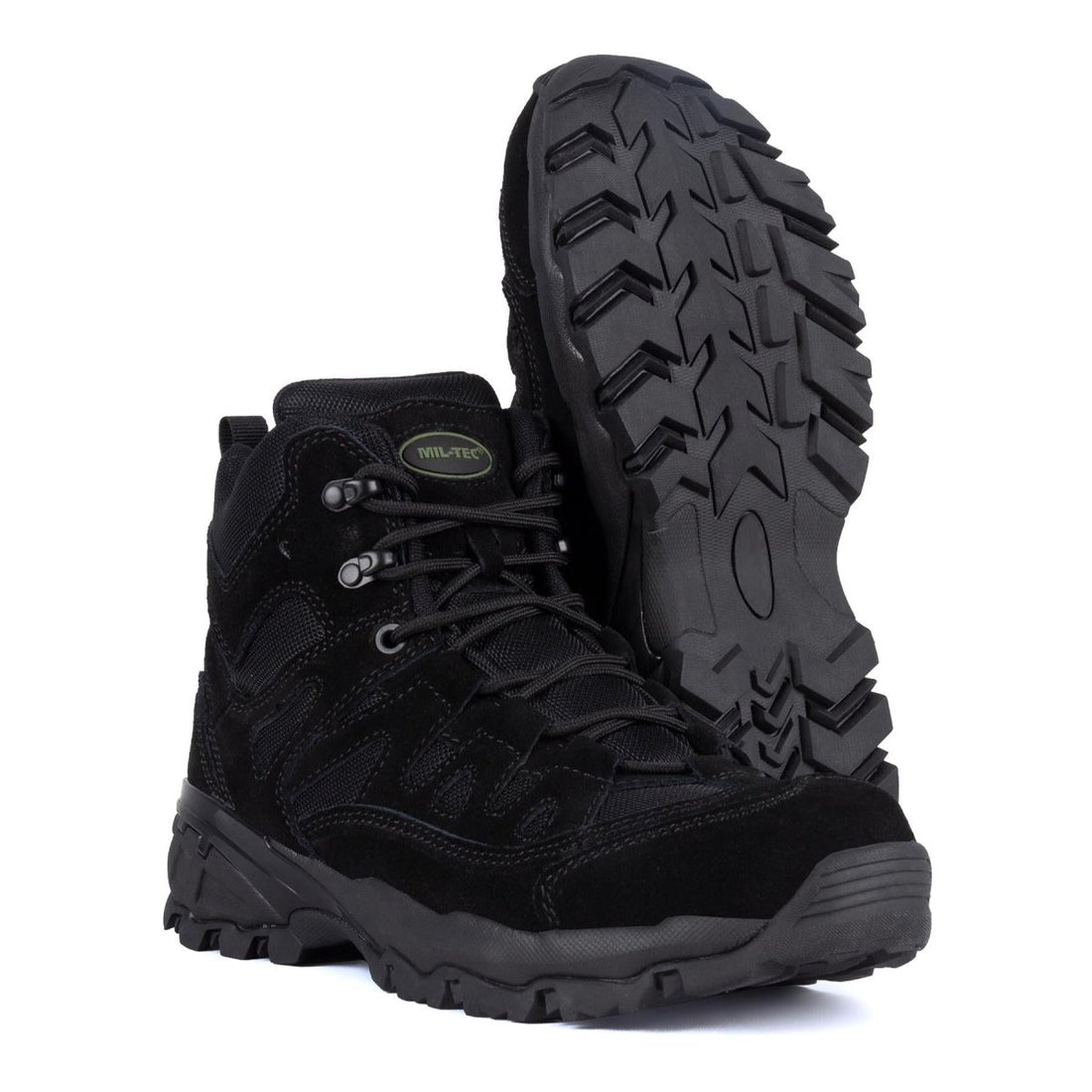 Mil-Tec Squad Boots Mid Calf Round Sole Camping Outdoor Black Suede Footwear