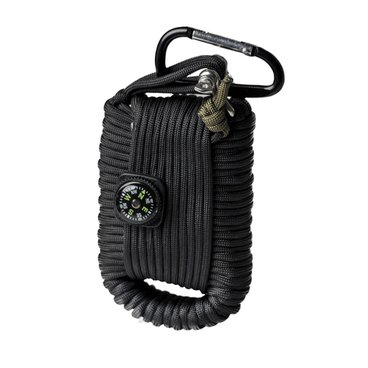 MIL-TEC Survival Kit Large 12m Paracord Fire Starter Compass Whistle Black