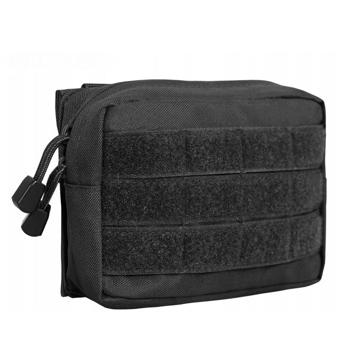 Svart MIL-TEC taktisk MOLLE-påse med dragkedja, designad för bälte eller redskap och hållbar utomhusanvändning