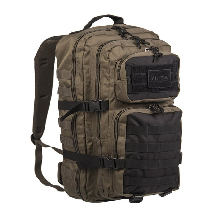 Oliv och svart MIL-TEC U.S. Assault Ranger 36L ryggsäck med vadderade remmar, hållbar vattentät design för utomhusbruk