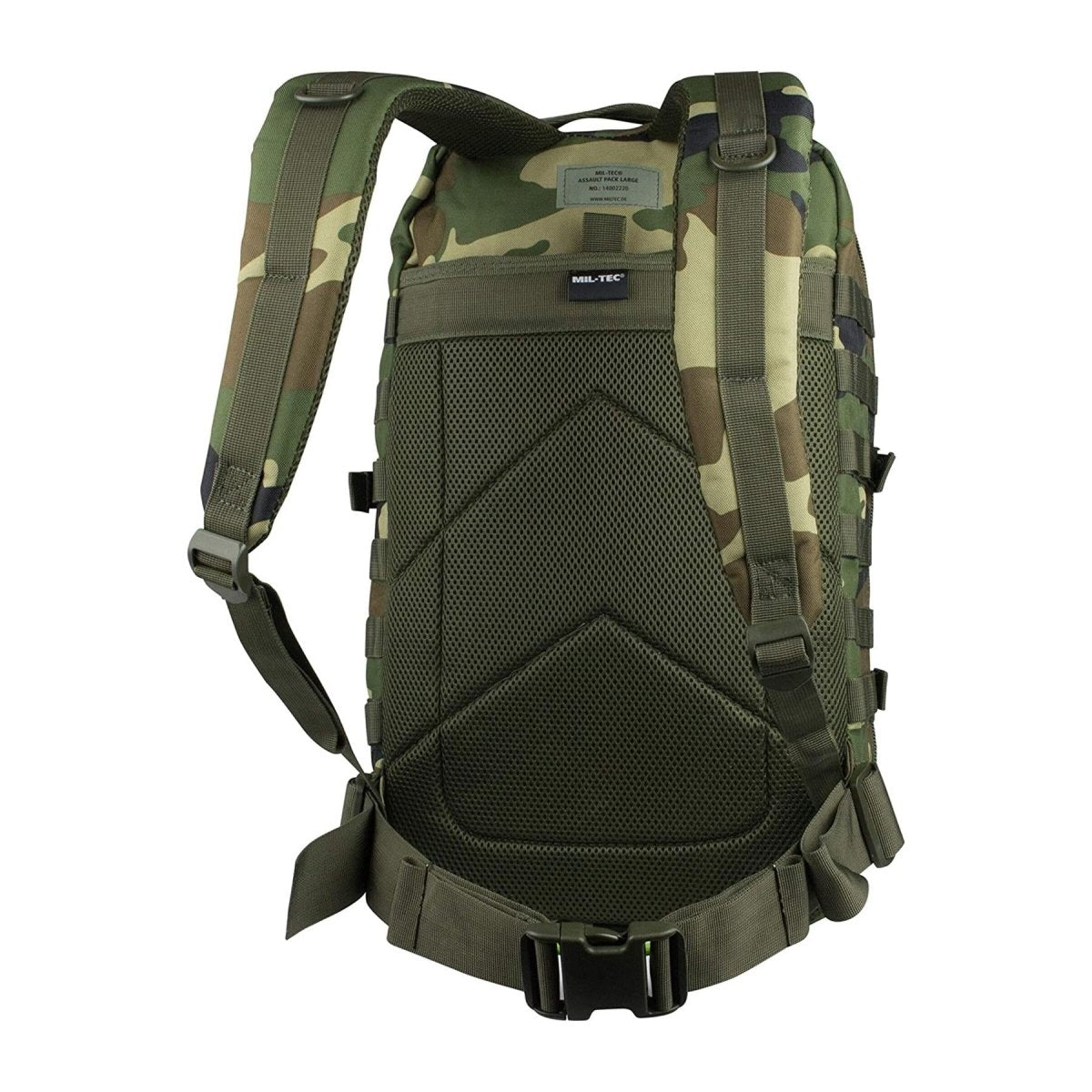 Mil-Tec U.S. Assault Trekking Rucksack 36L ryggsäck Woodland Camo Vandring Daypack