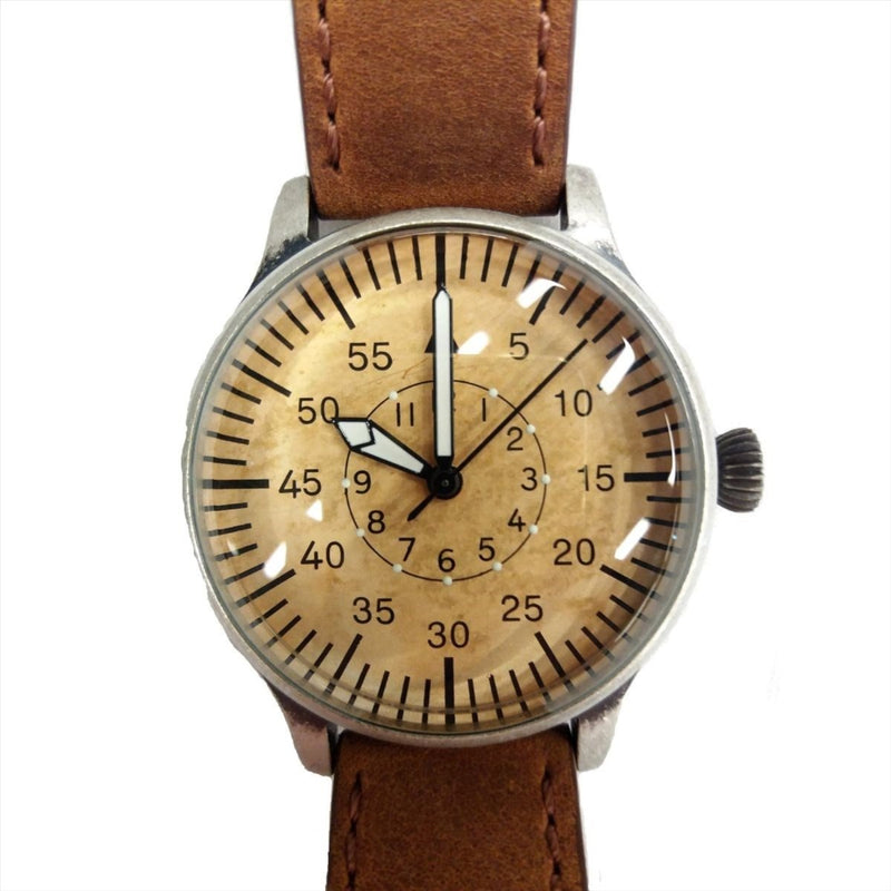 Mil-Tec Vintage Army Quartz Watch Pilot Natural Leather Armband Brown