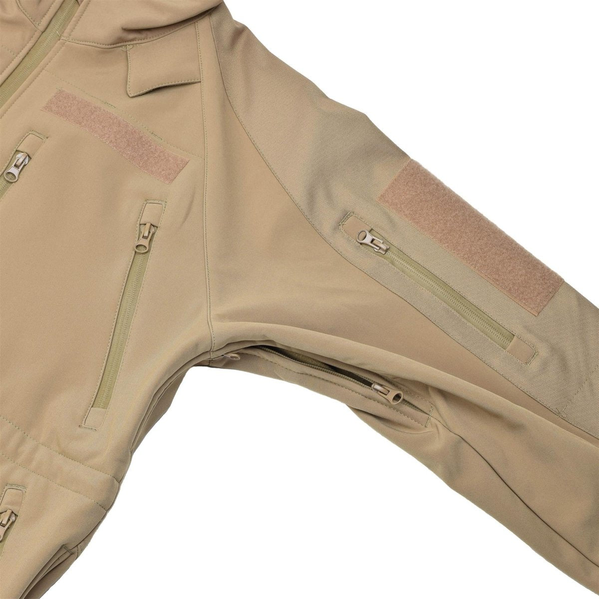 Mil-tec vindtät vandringsjacka Soft Shell Stormproof Zips Fleece Liner Coyote