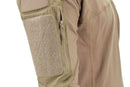 Close-up of Mil-Tec dark coyote military style combat shirt sleeve with padded protection and zippered pocket