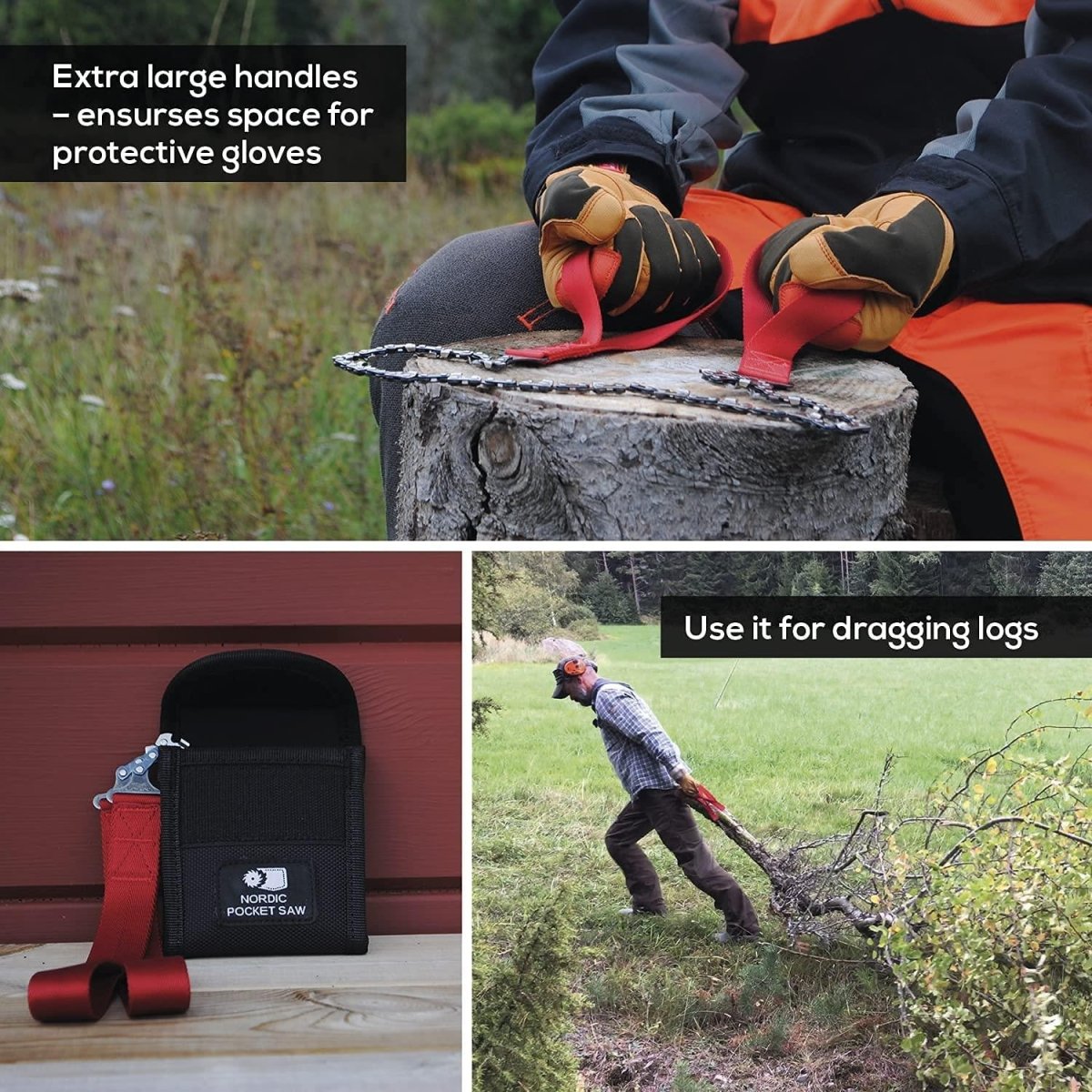 Nordic Pocket såg Emergency Outdoor Hand Chainsaw Compact Quality Green Handtag