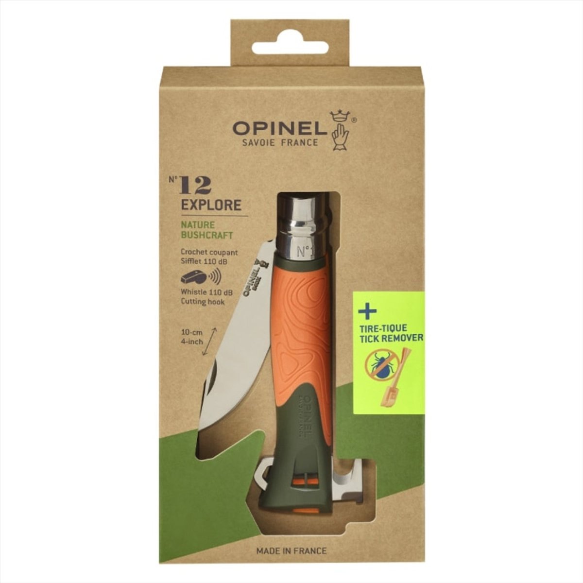 Opinel N°12 Explore Folding 10cm Fickkniv 12C27 Rostfritt stålblad