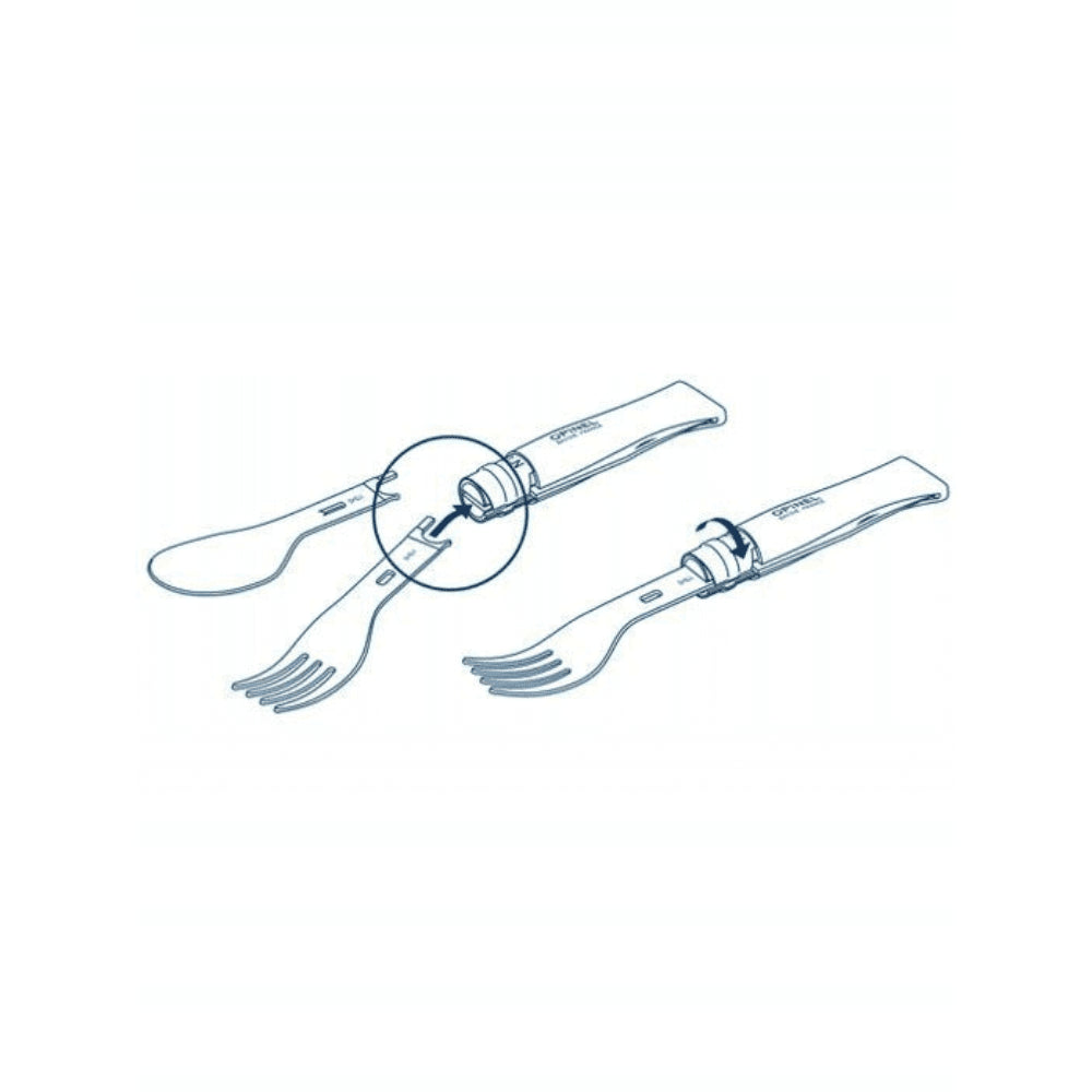 Opinel Picnic+ N°08 Bestickset Vikkniv Sked Gaffel Camping Bok