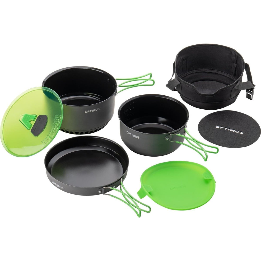 Optimus Terra Camp 4 Pot Set Cooking Non-Stick Camping Camper Outdoor Kit 7 Part