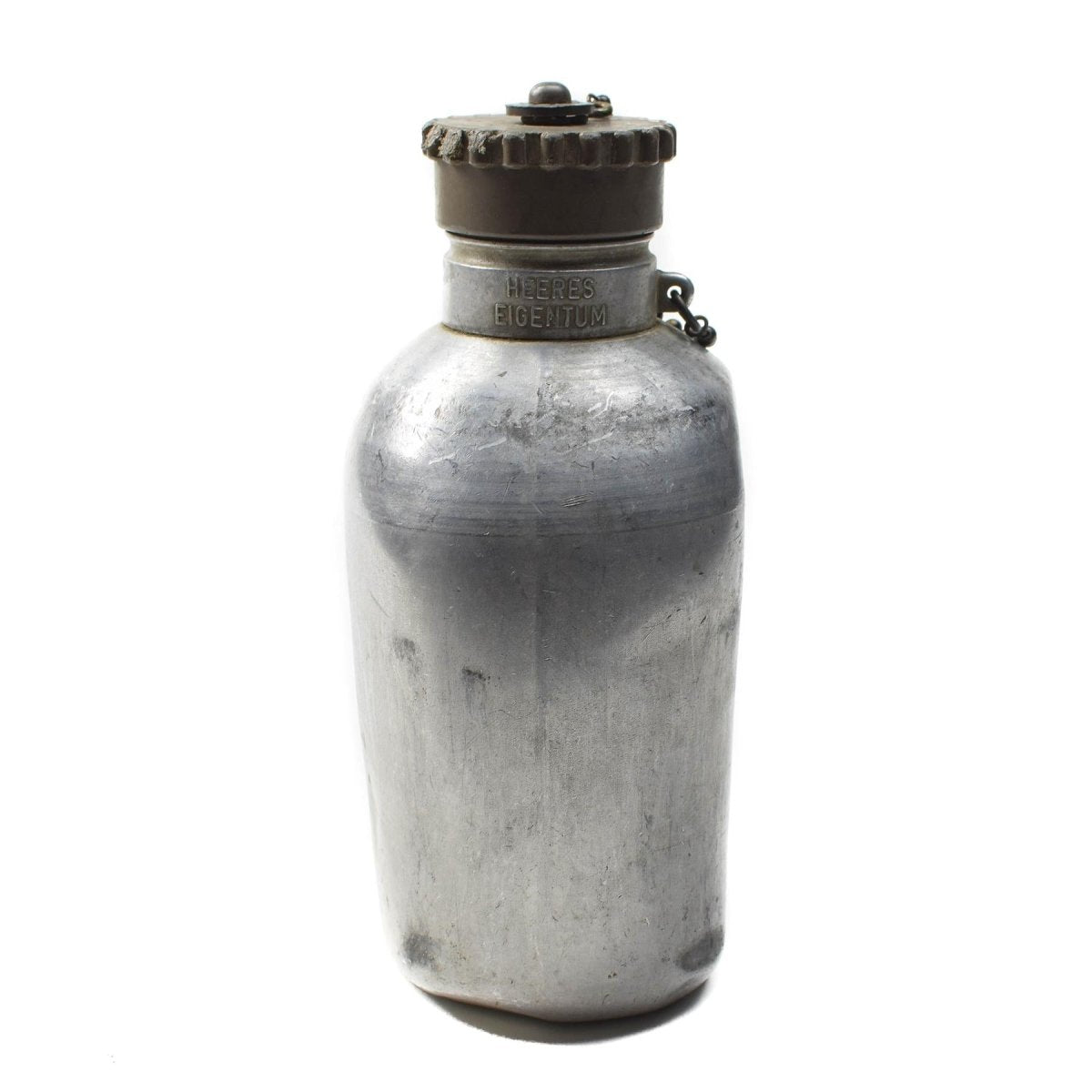 Original Österrikisk armé kantin aluminiumkolvplastplastskruv locket Militärt överskott