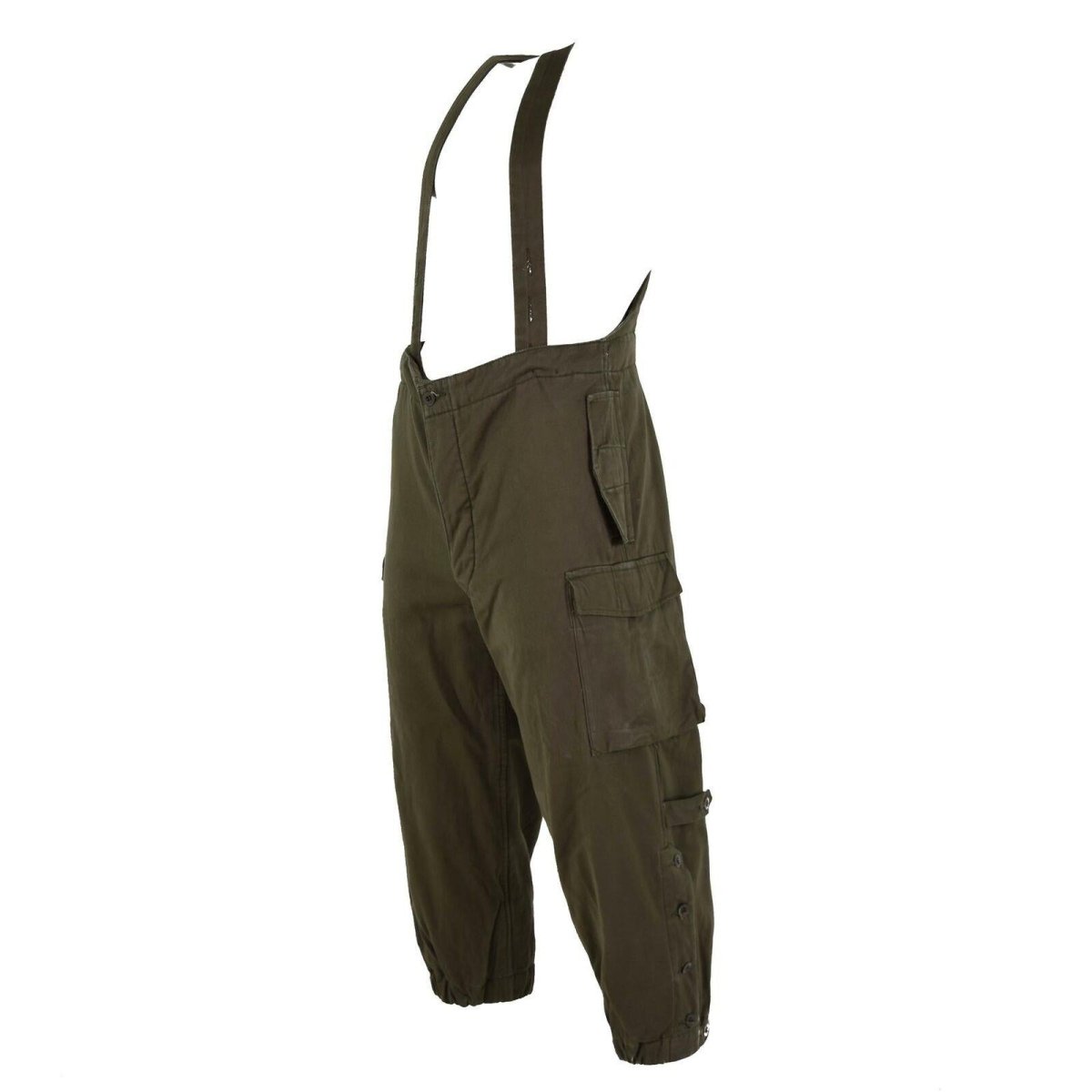 Original Österrikisk arméstridbyxor BIB Militär oliv OD övergripande med hängslen NYA