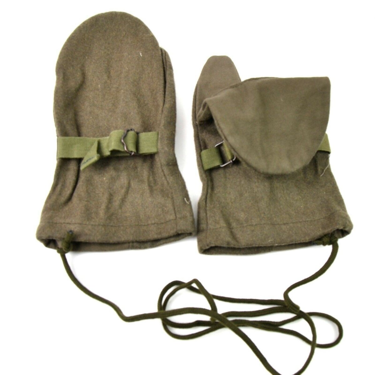 Original österrikisk armé ull Trigger Finger Vantar Vinterhandskar Olive