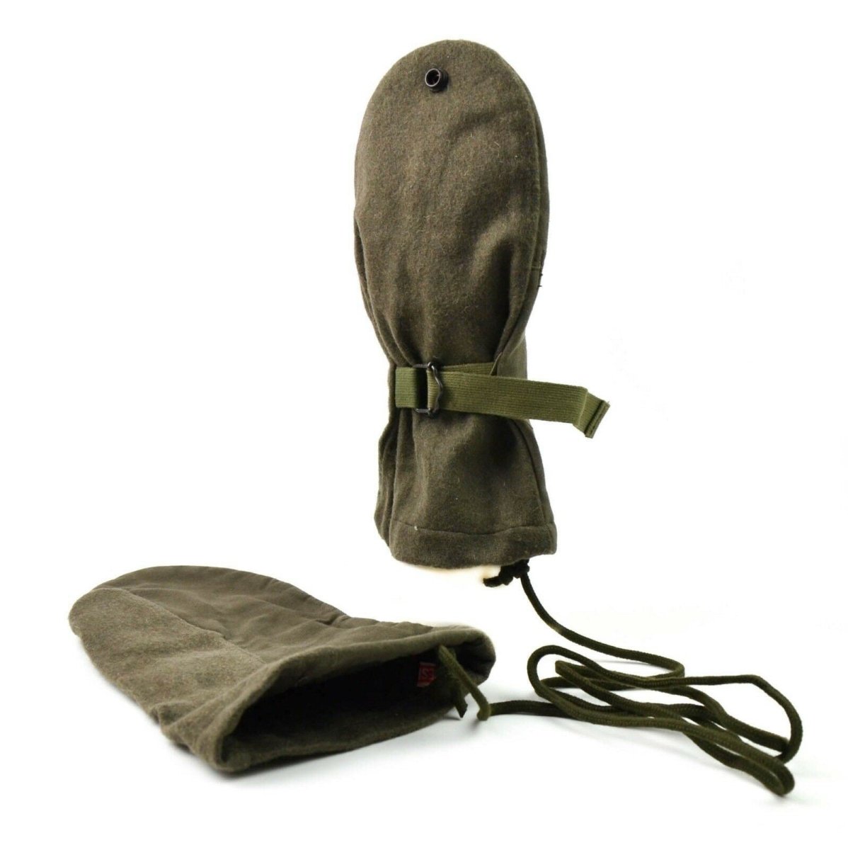Original österrikisk armé ull Trigger Finger Vantar Vinterhandskar Olive