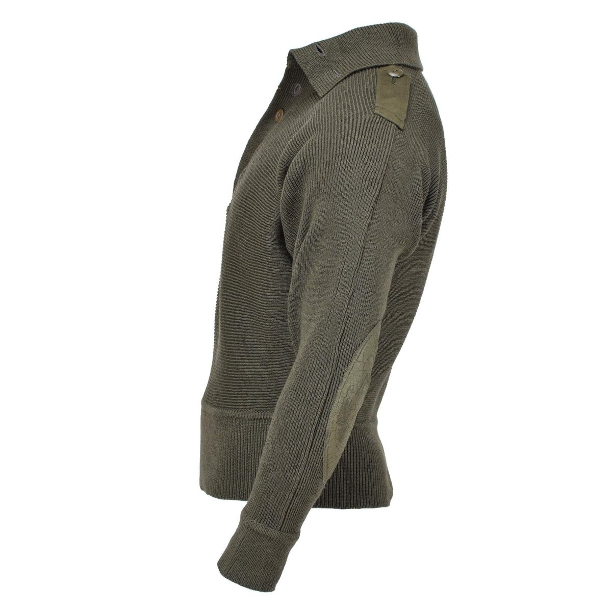 Original Österrikisk militär tröja armerade armbågar Blouson Rib Knit Pullover