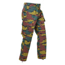 Original Belgian Army field combat pants in ripstop jigsaw camouflage with multiple utility pockets and durable fabric