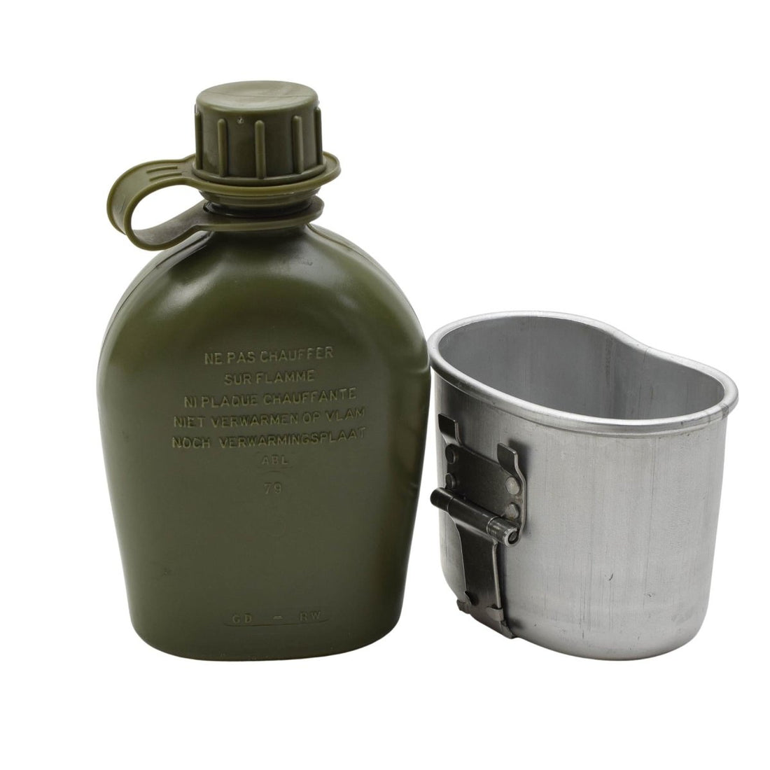 Original belgisk militär 1L matsal plastpåse aluminiumkopp ingår