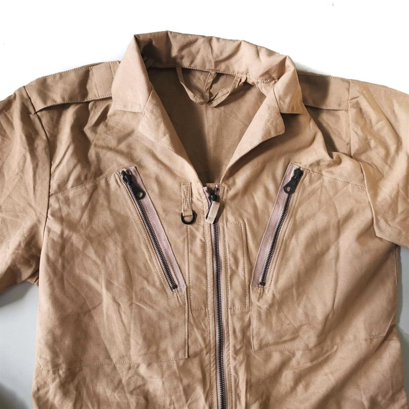 Beige Original British Army Aircrew MK 16 B RAF aramid flight suit coverall with front zippers and durable fabric