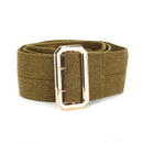 Original British Army dress belt in olive canvas with gold-toned buckle for military uniform tunic and coat jacket.