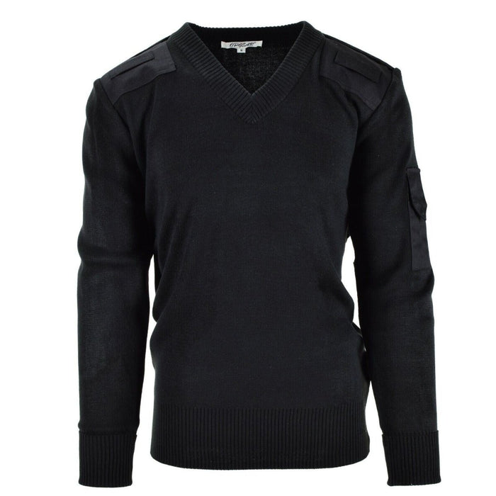 Original brittisk armépoliströja Commando Jumper svart V-ringad tröja NYHET - GoMilitar