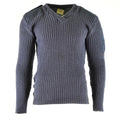 Original British Army Pullover Commando Jumper Blue Grey Sweater Wool V-ring