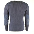 Original British Army Pullover Commando Jumper Blue Grey Sweater Wool V-ring