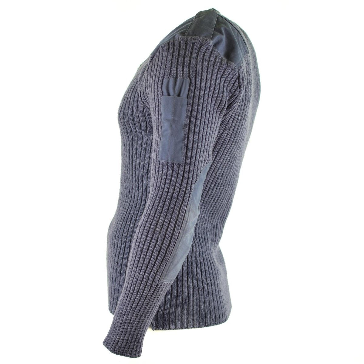 Original British Army Pullover Commando Jumper Blue Grey Sweater Wool V-ring